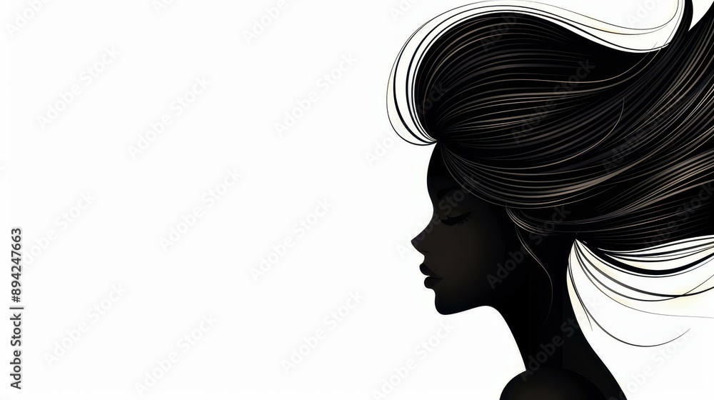 A stunning silhouette of a womans profile stands out against a clean white background, capturing beauty in simplicity. A stunning silhouette of a womans profile stands out against a clean white background, capturing beauty in simplicity.