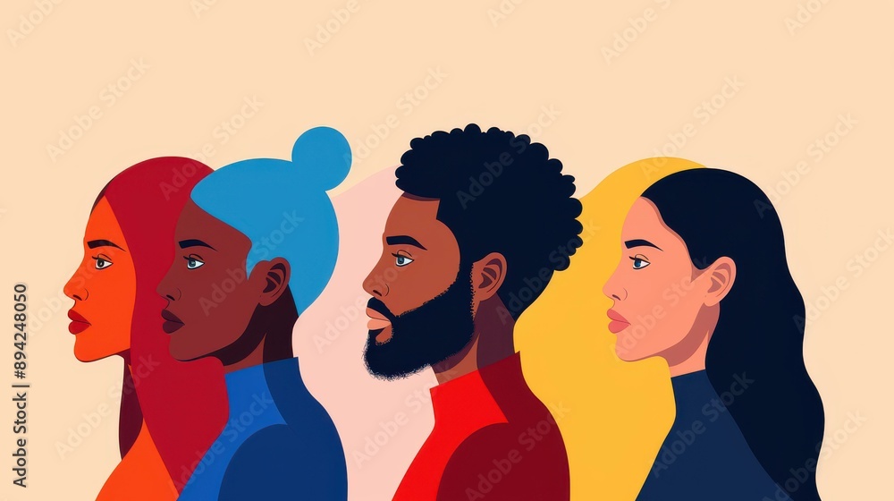 Digitally drawn diverse character illustrations on flat background, representing global people profiles. Digitally drawn diverse character illustrations on flat background, representing global people profiles.