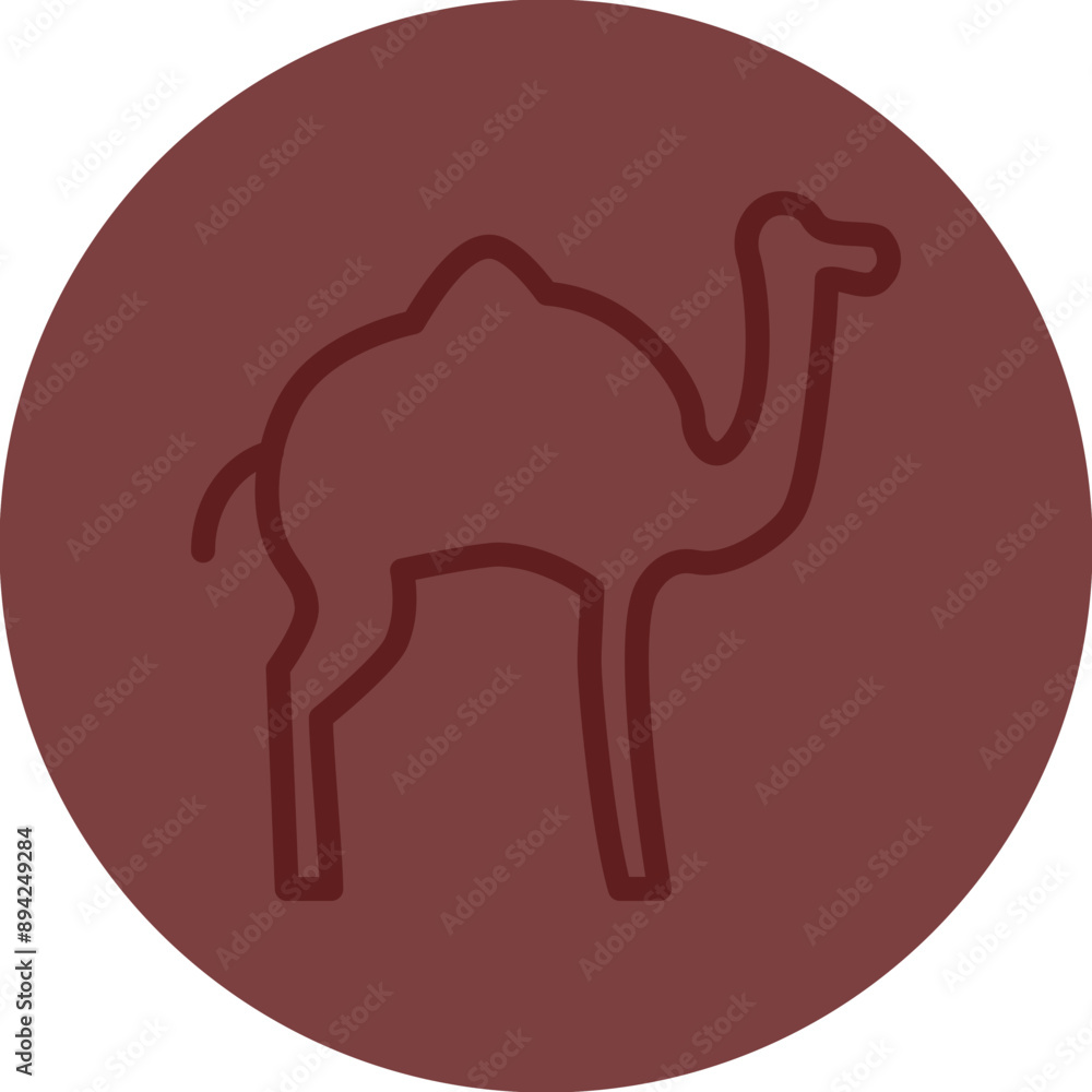 Fototapeta premium camel Vector Line Maroon Circle Maroon