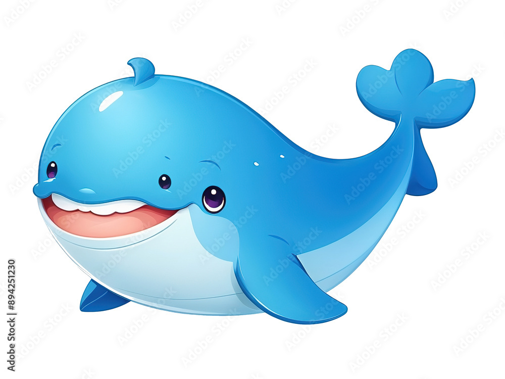 Smiling cartoon blue whale, cute clip art image, transparent background Smiling cartoon blue whale, cute clip art image, transparent background