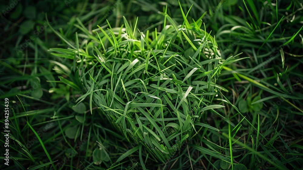 Heart made of blades of grass close-up , safe nature day concept Heart made of blades of grass close-up , safe nature day concept