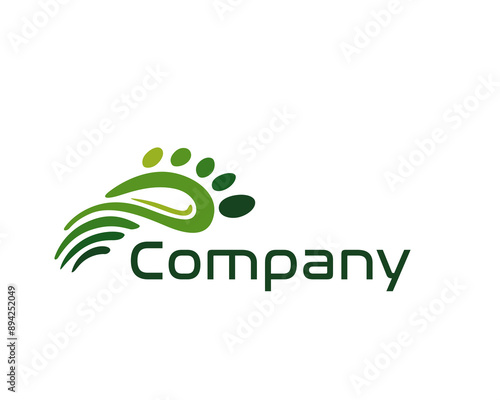 abstract footprint line art logo design template