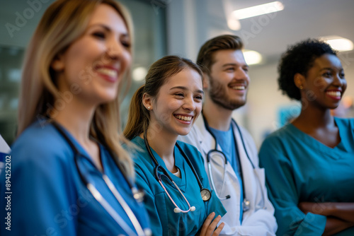 Group of diversity male, female doctor and nurse at the hospital. Occupation and diverse concept