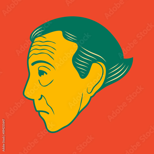 Old man face avatar illustration graphic design 30