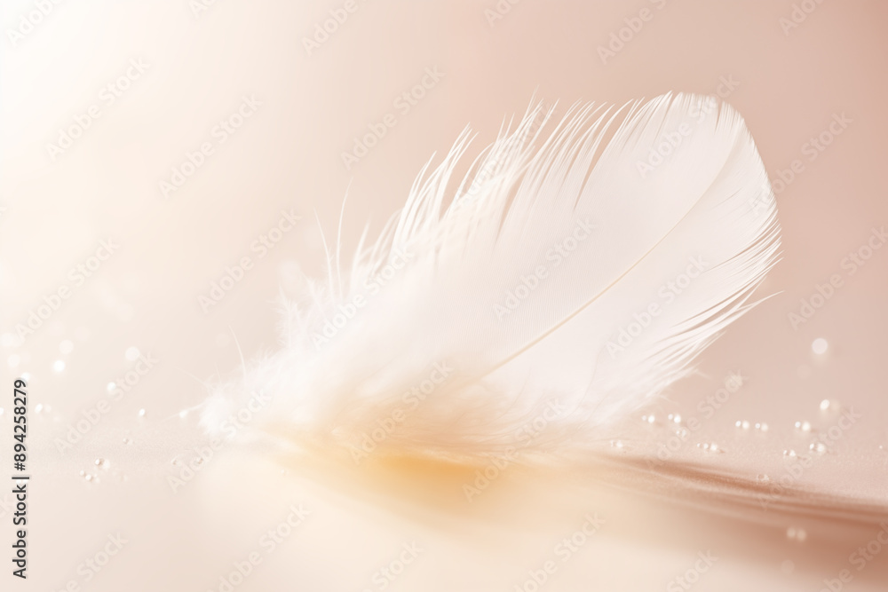 white light feather drop of water in light colors background