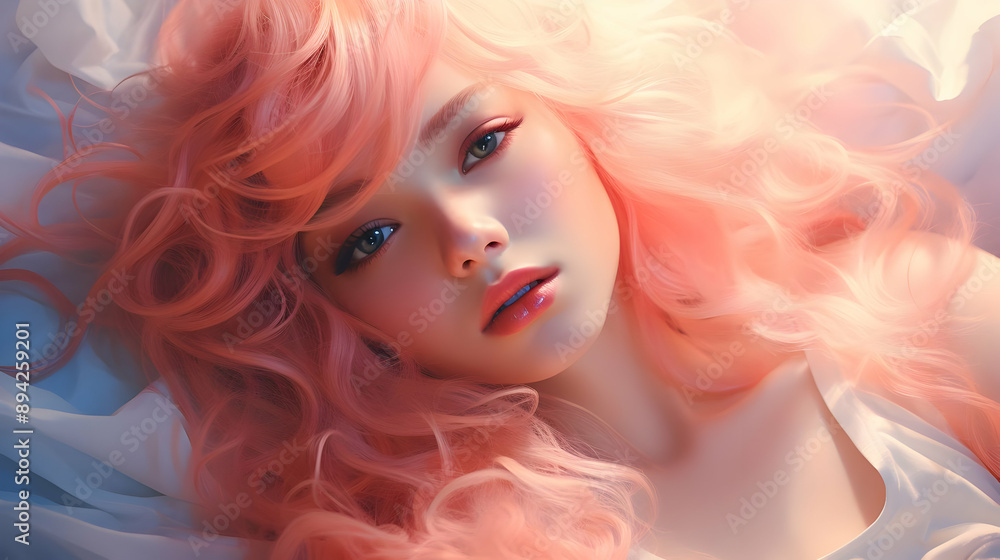 Pink Hair, Soft Lighting, Portrait Pink Hair, Soft Lighting, Portrait