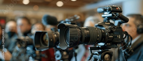 Press conference with politicians addressing the media