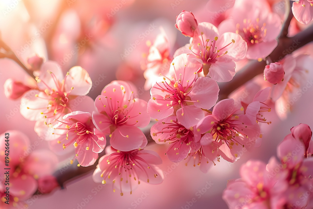 Pink Cherry Blossom Flowers in Bloom Pink Cherry Blossom Flowers in Bloom