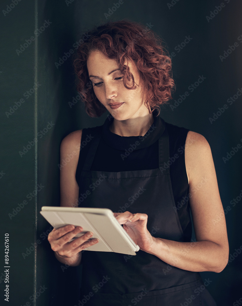 Hair salon, smile and woman with tablet at work for client, appointment and booking information. Small business, person and stylist with tech in spa for online, portfolio and beauty tips on website Hair salon, smile and woman with tablet at work for client, appointment and booking information. Small business, person and stylist with tech in spa for online, portfolio and beauty tips on website