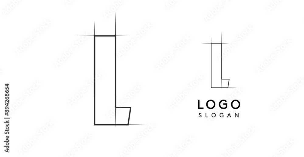 Letter L pencil drawn, architectural blueprint logo design, construction plan, technical drawing. Ideal for corporate branding, industrial projects, engineering firms. Vector illustration Letter L pencil drawn, architectural blueprint logo design, construction plan, technical drawing. Ideal for corporate branding, industrial projects, engineering firms. Vector illustration