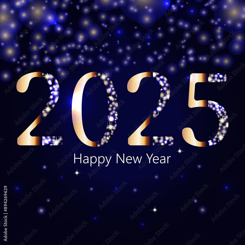Happy New Year 2025 background with glittering stars. Happy New Year 2025 background with glittering stars.