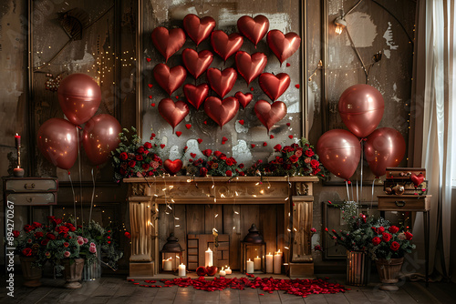 hearts, roses, couples and love on Valentine's Day or lovers' day