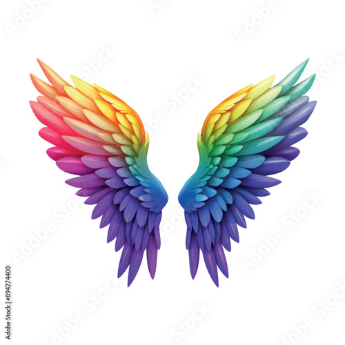 Colorful vibrant rainbow angel wings