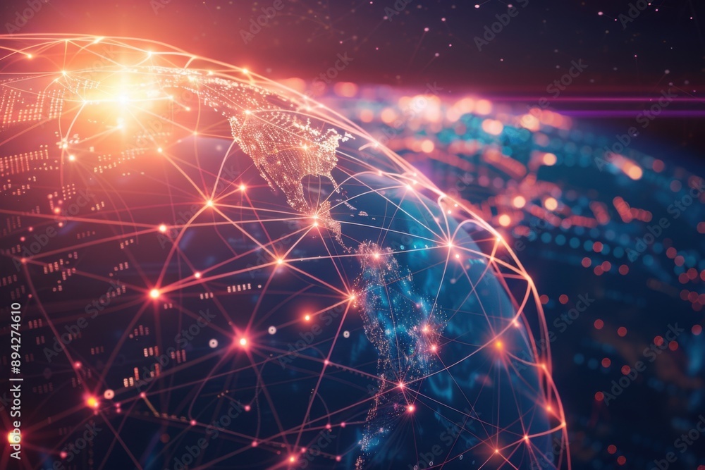 Obraz premium Global Network Connectivity in Digital Age