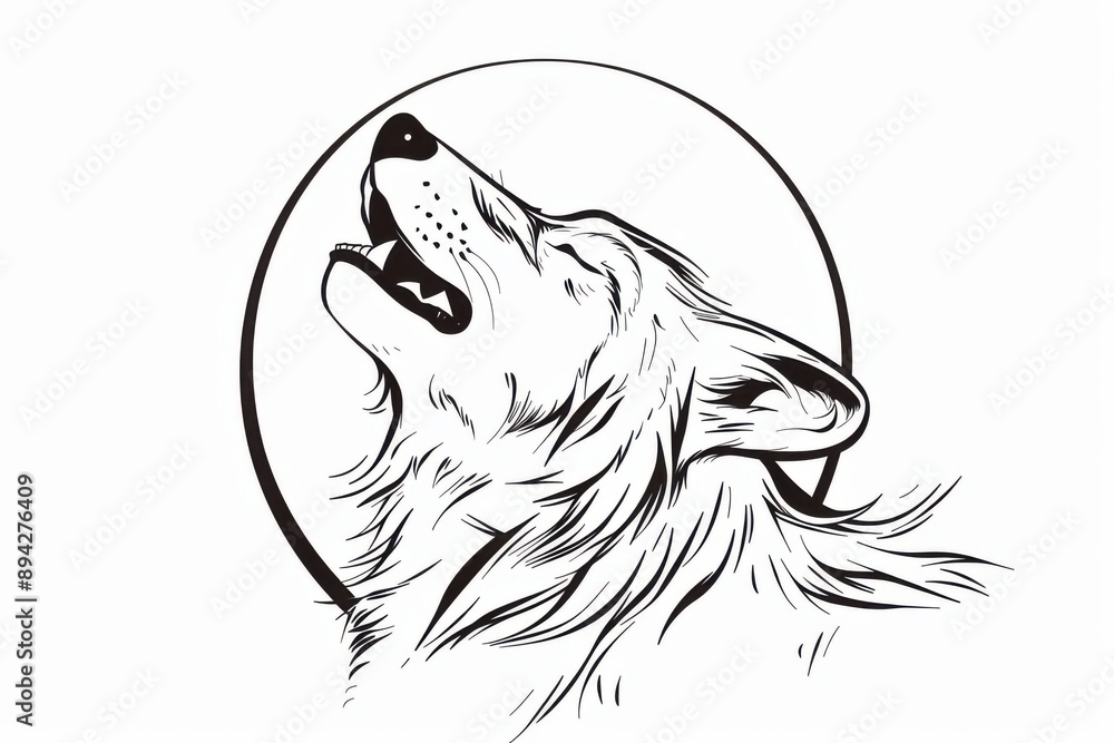 Obraz premium Energetic silhouette of a wolf howling majestically under the moonlight
