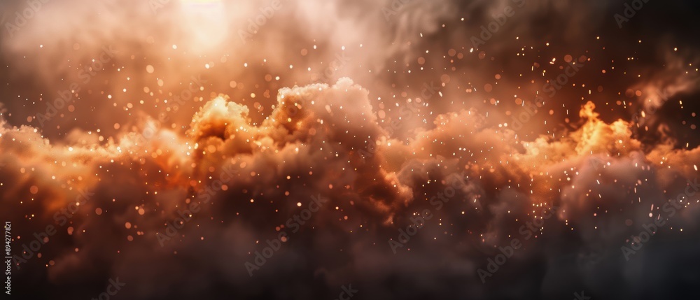 Fire explosion and ash particles in dark smoke, ideal for a dramatic motion effect wallpaper Fire explosion and ash particles in dark smoke, ideal for a dramatic motion effect wallpaper