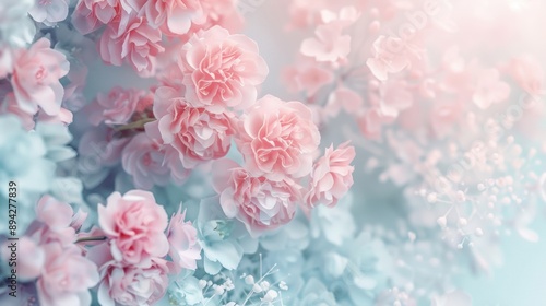 Wallpaper Mural Ethereal pink and blue rose flowers in a dreamy vintage fantasy style, ideal for spring wallpaper backgrounds Torontodigital.ca