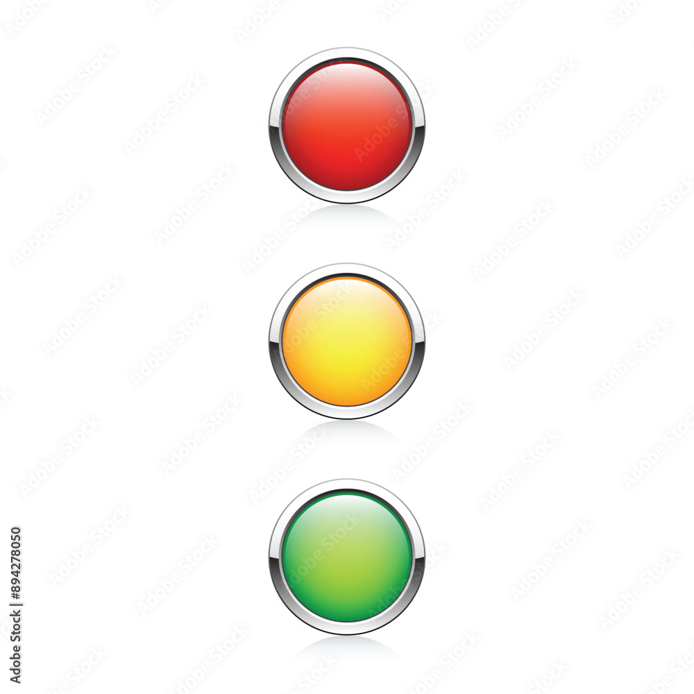 Red yellow green button set. Vector illustration Red yellow green button set. Vector illustration