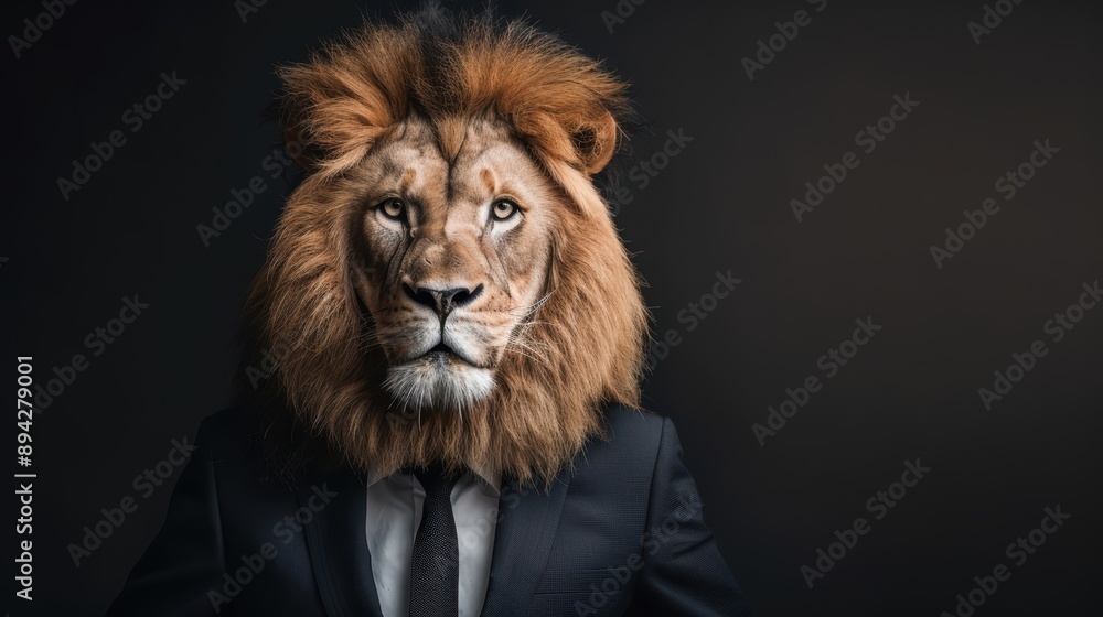 Business lion in a suit, highlighting traits of a successful entrepreneur and CEO Business lion in a suit, highlighting traits of a successful entrepreneur and CEO