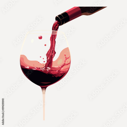 Pouring red wine glass