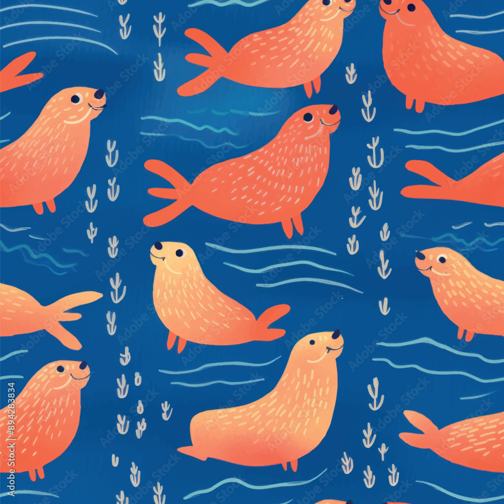 Playful seals ocean pattern Playful seals ocean pattern
