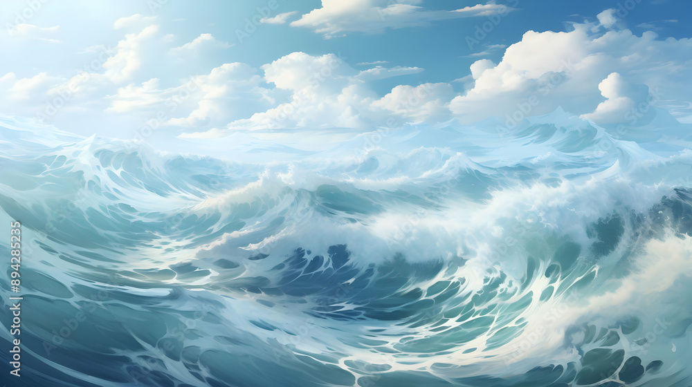 Ocean Waves Under a Blue Sky Ocean Waves Under a Blue Sky