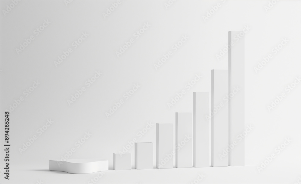 Minimalistic white bar chart on a plain background. Minimalistic white bar chart on a plain background.