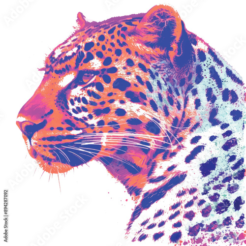 Vibrant leopard profile art