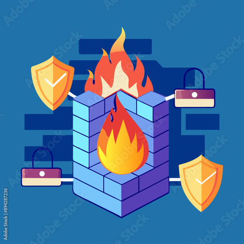 vector illustration of a firewall blocking unauthorized access unique design cybersecurity backgrounds