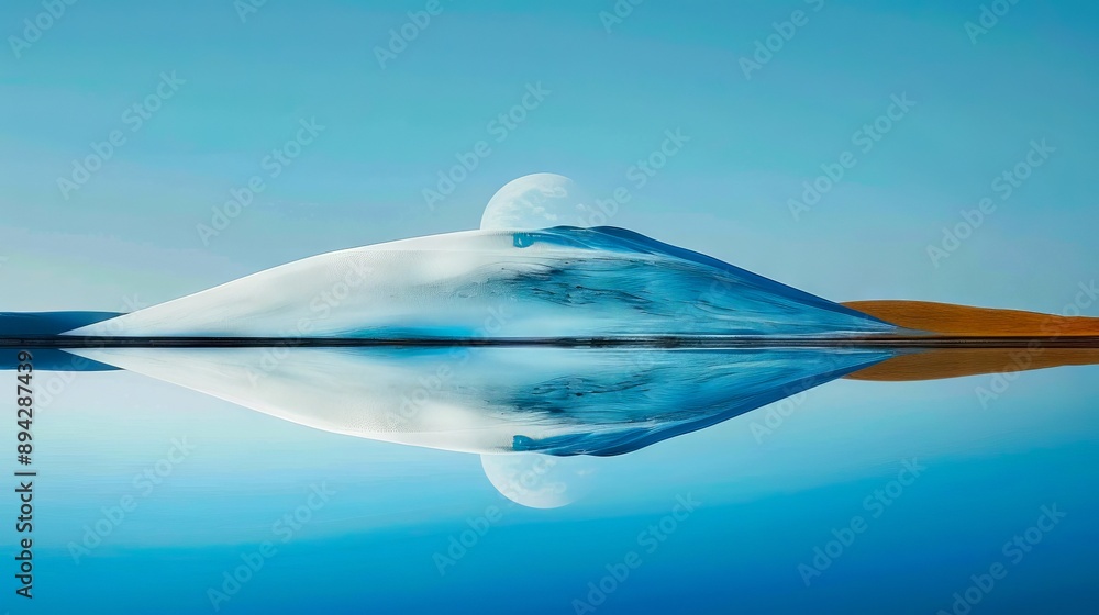 Obraz premium A mountain is reflected in the water.