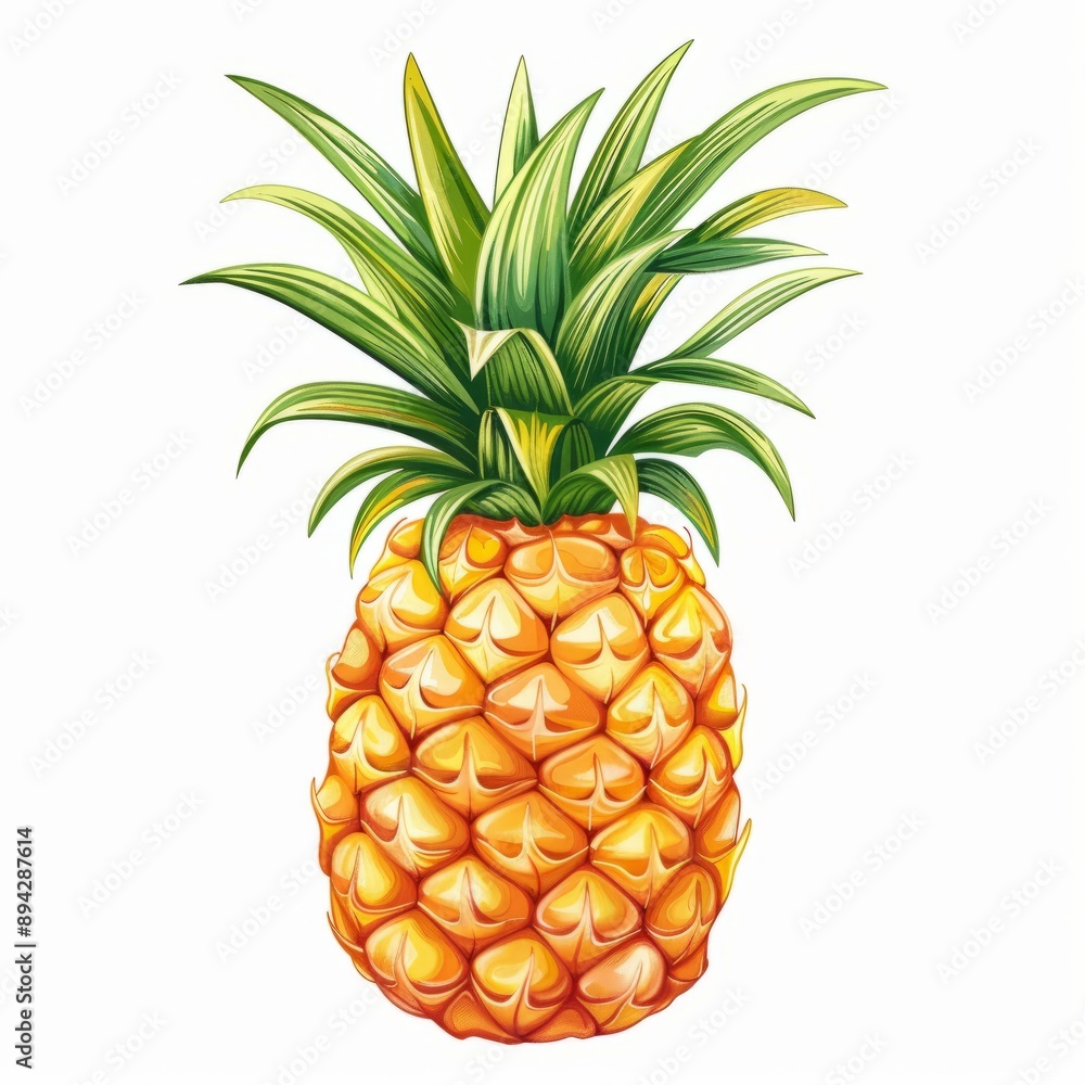 Fototapeta premium Single fresh pineapple isolated on white background.