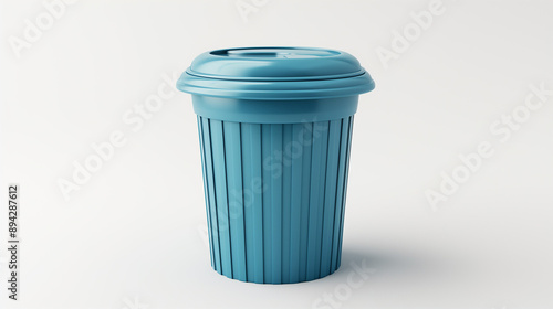 Wallpaper Mural Blue rubbish bin on white background. Trash bin. Blue dustbin for recycle paper trash isolated on white background. A picture of a large blue rubbish bin with wheels. Isolated Blue Recycle Bin.  Torontodigital.ca