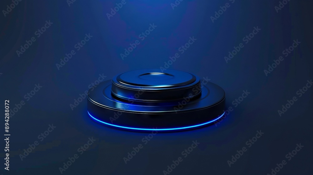A blue button on a dark background. A blue button on a dark background.