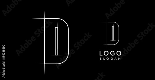 Letter D pencil drawn, architectural blueprint logo design, construction plan, technical drawing. Ideal for corporate branding, industrial projects, engineering firms. Vector illustration