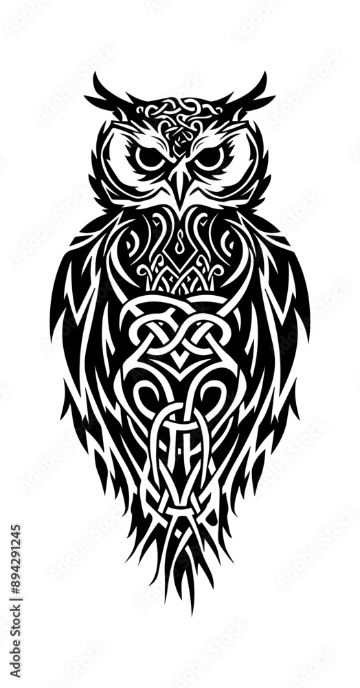 Fototapeta premium Owl tribal tattoo