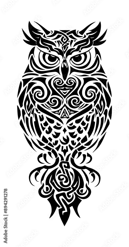 Fototapeta premium Owl tribal tattoo