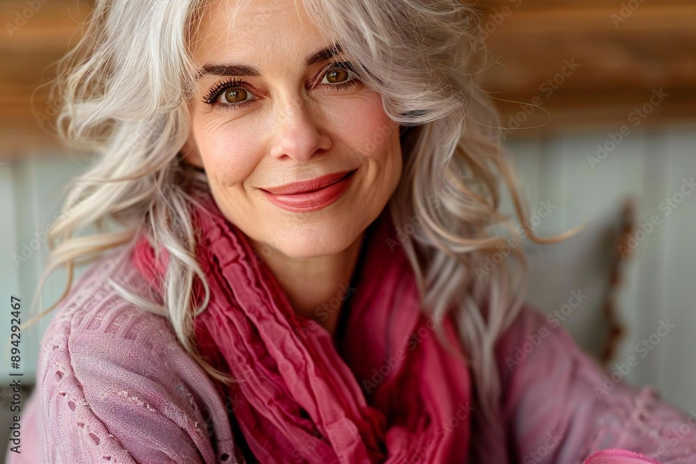 Close-up photo of mature female Caucasian person smiling during tooth whitening procedure in a healthcare office Close-up photo of mature female Caucasian person smiling during tooth whitening procedure in a healthcare office