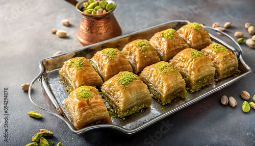 Traditional Turkish baklava dessert  photo