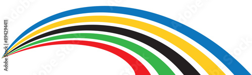 Colored Olympic games rainbow wave strips - vector isolated on transparent background.