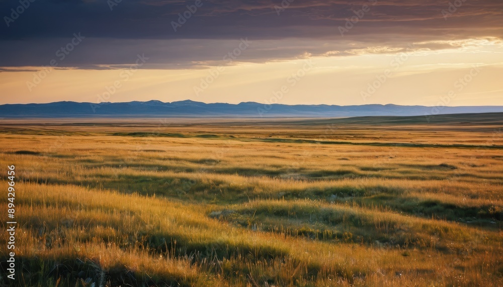 Fototapeta premium Golden Grasslands at Sunset.