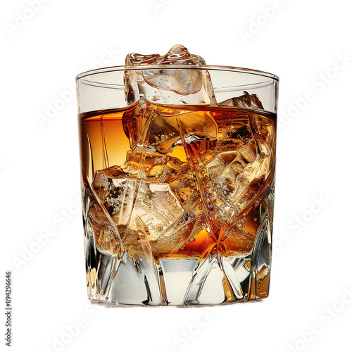 Bourbon in a glass, isolated on tranparent background,  photo