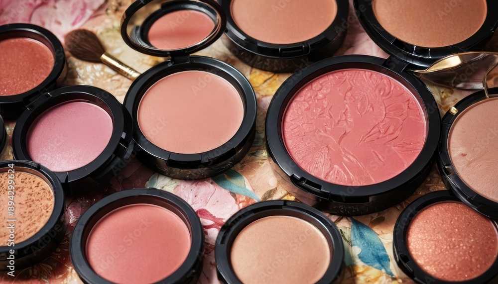 Makeup Collection Blush Palette with Different Shades and Textures. Makeup Collection Blush Palette with Different Shades and Textures.