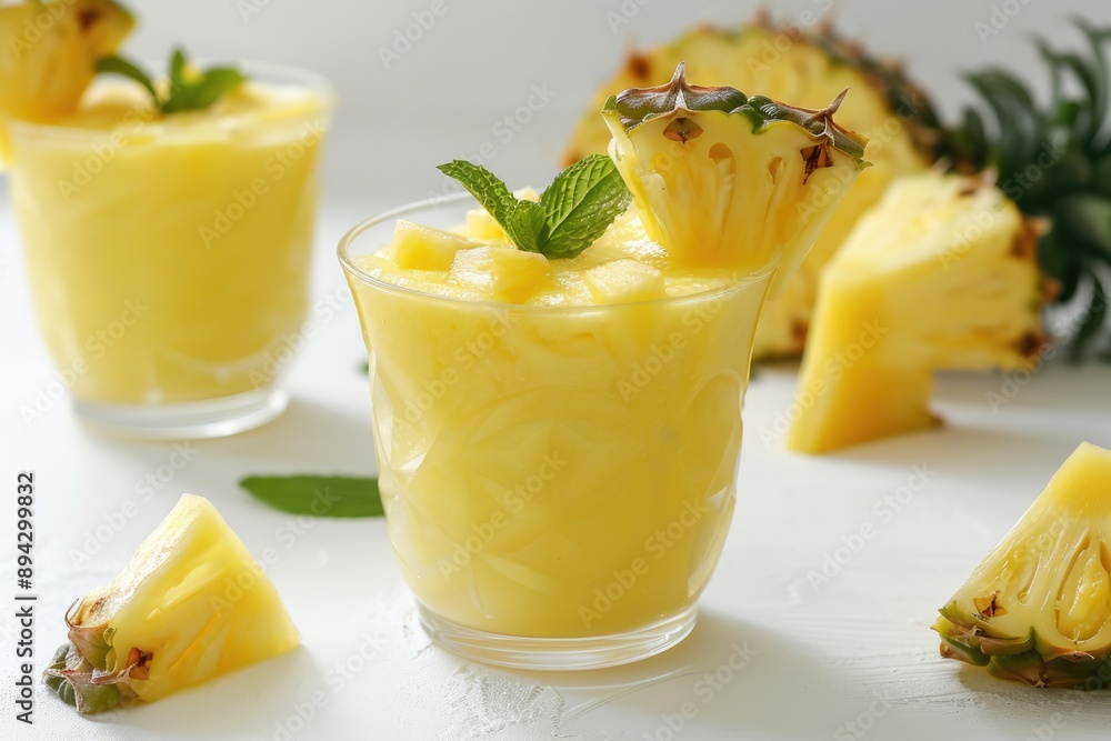 Refreshing Pineapple Smoothie with a Garnish Refreshing Pineapple Smoothie with a Garnish