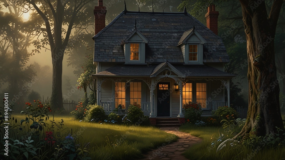house in the woods, Ai Generated. house in the woods, Ai Generated.