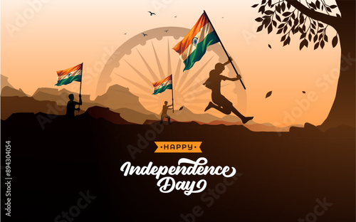 Happy Indian Independence Day Celebration Background Banner Design Template, Happy Independence Day Background Illustration