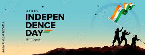 Happy Indian Independence Day Celebration Social Banner Design Template, Happy Independence Day Banner Illustration