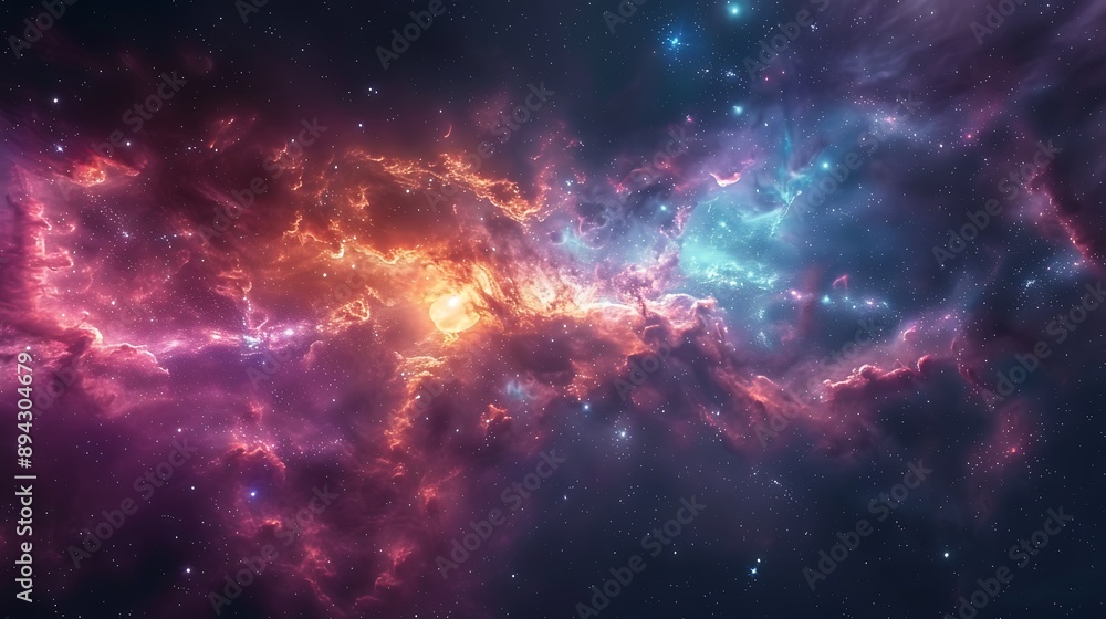 Colorful space galaxy scene bright stars deep space beauty, radiant hues. Colorful space galaxy scene bright stars deep space beauty, radiant hues.