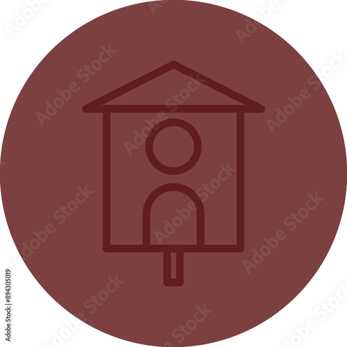 bird house Vector Line Maroon Circle Maroon