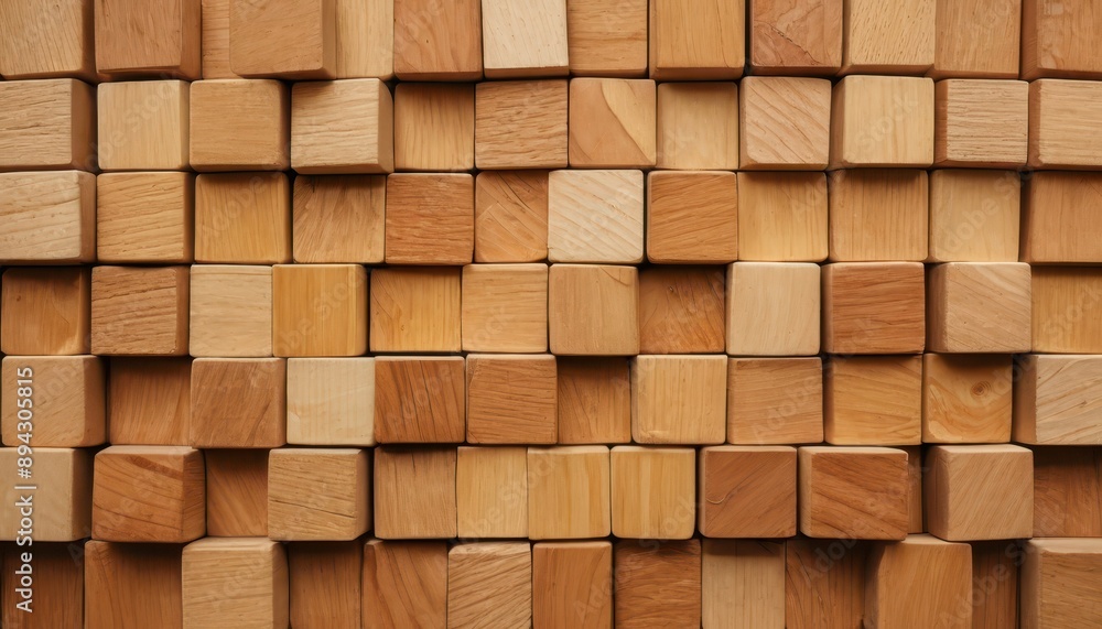 Wooden Block Wall. Wooden Block Wall.