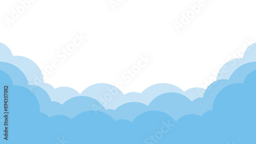 Cute bright blue cloud in the sky bottom border background.	